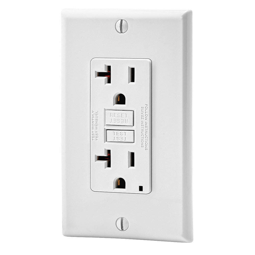 RECEPTACULO DUPLEX FALLA A TIERRA GFCI O ICFT SMARTLOCKPRO 20A/125V. BCO. C/PLACA GFNT2-00W