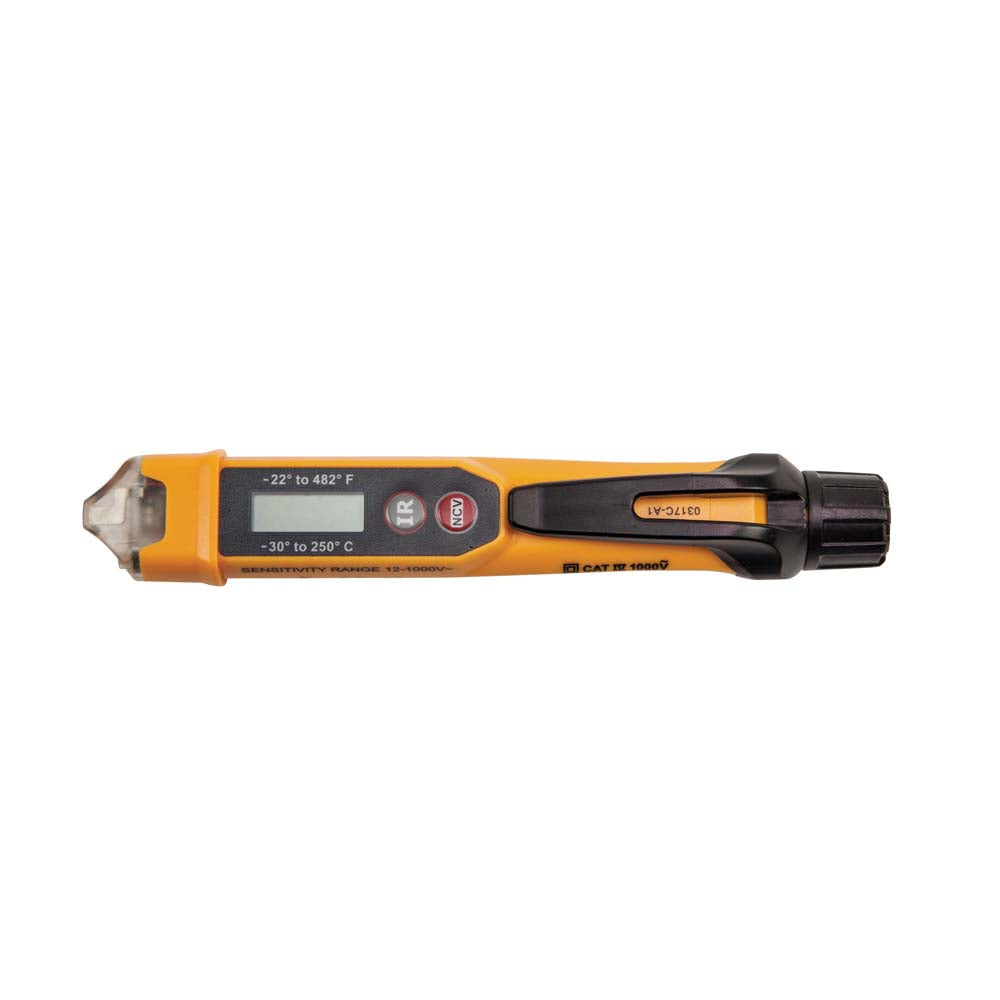 PROBADOR DE VOLTAJE KLEIN TOOLS TIPO LÁPIZ SIN CONTACTO DE 12V A 1000V CA CON TERMÓMETRO INFRARROJO