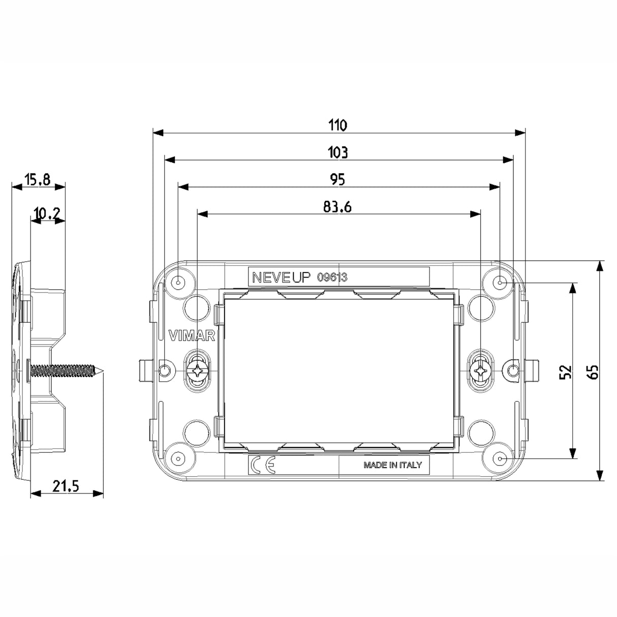 SOPORTE 3 MOD. CON TORNILLOS PARA CAJA EMPOTRABLE 3 MOD. NEVE VIMAR