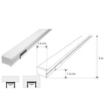 KIT PERFIL P/TIRA EXTRAPLANA LED S/CEJA (PERFIL RECT ALUM 2M + MICA DIFUSA 2M + 2 TAPAS LAT + 2 GRAPAS DE EMP/SOB IP20) ILUMILEDS