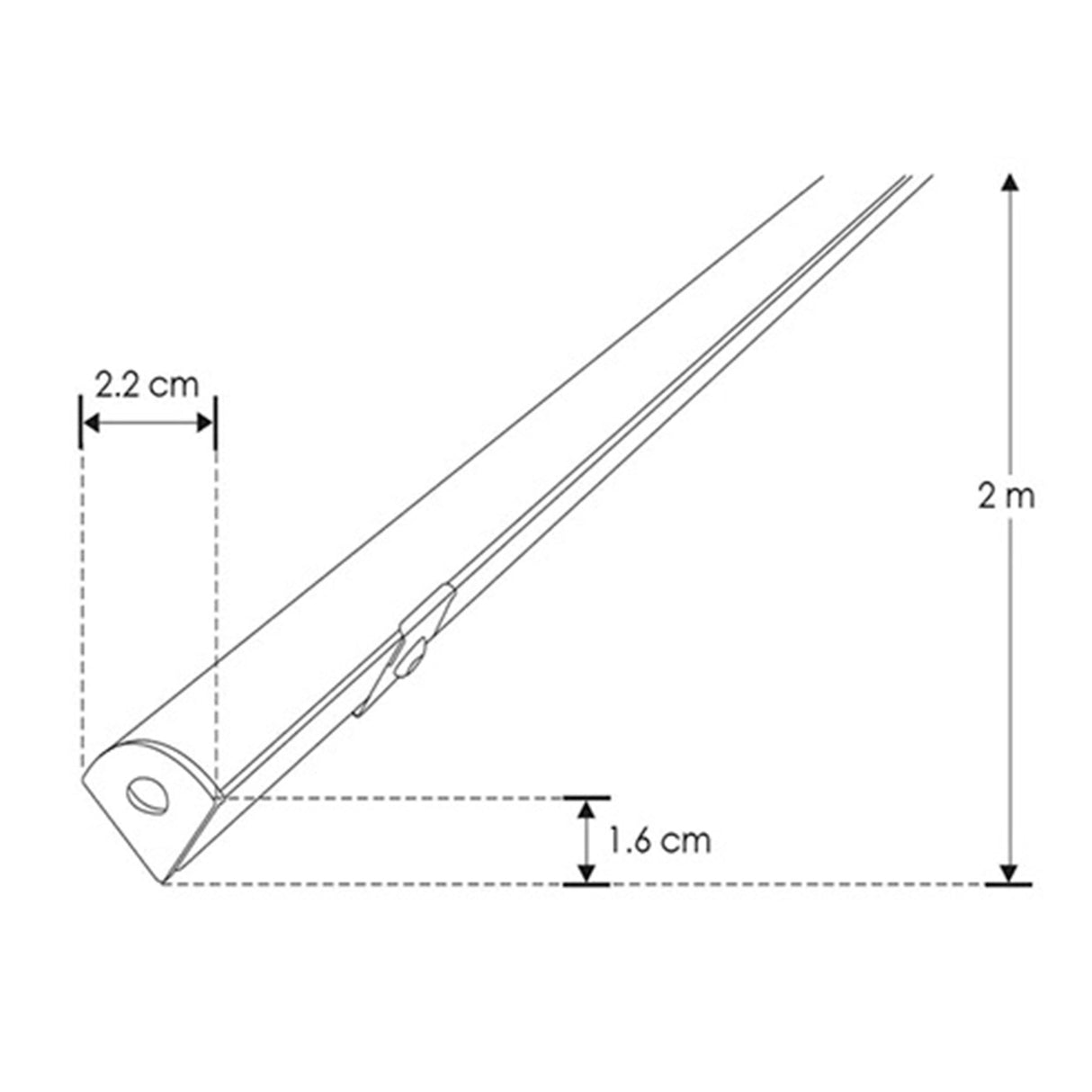 KIT PERFIL P/TIRA EXTRAPLANA LED ESQUINERO (PERFIL ESQUIN ALUM 2M + **MICA DIFUSA CURVA 2M** + 2 TAPAS LAT + 2 GRAPAS DE SOB IP20) ILUMILEDS