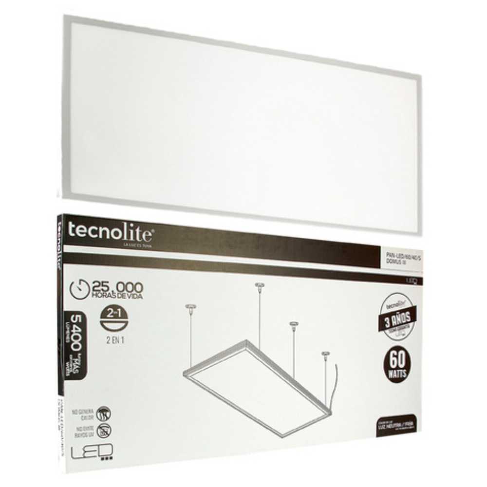 PANEL LED DOMUS III TECNOLITE PARA SUSPENDER O EMPOTRAR 60W LUZ BLANCA NEUTRA LED INTEGRADO