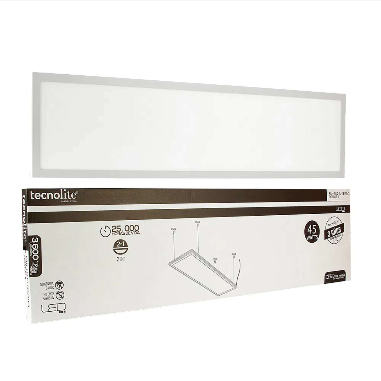 PANEL LED DOMUS II TECNOLITE PARA SUSPENDER O EMPOTRAR 45W LUZ BLANCA NEUTRA LED INTEGRADO