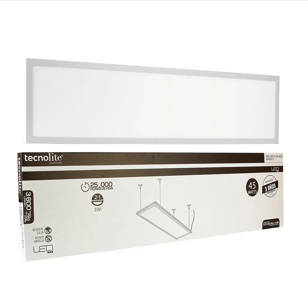 PANEL LED DOMUS II TECNOLITE PARA SUSPENDER O EMPOTRAR 45W LUZ BLANCA NEUTRA LED INTEGRADO