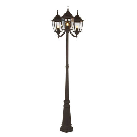POSTE DE LUZ BADALONA TRES FAROLES 2.21M DE ALTURA 180W TRES BASES E27 NO INCLUYE FOCOS CAFÉ