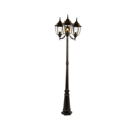 POSTE DE LUZ BADALONA TRES FAROLES 2.21M DE ALTURA 180W TRES BASES E27 NO INCLUYE FOCOS NEGRO