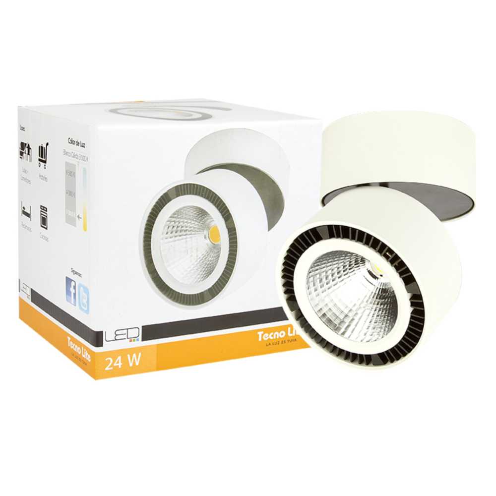 LÁMPARA DE INTERIOR LED TECNOLITE PRAIA PARA SOBREPONER 24W LUZ SUAVE CÁLIDA DIRIGIBLE