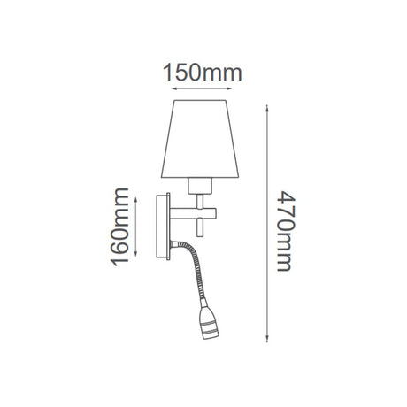 LUM MURO LED ZIMMER CROMO Y PANTALLA BLANCA 2 LUCES E26 (FOCO NO INCLUIDO)+ 1 LED 3W  QUOR