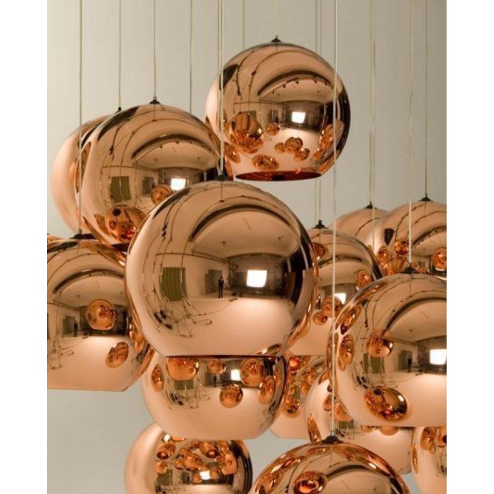 LUMINARIO COLGANTE DE CRISTAL TIPO ESFERA 40W E26 250MM ACABADO BRONCE  QUOR *** HA. LUMI ***