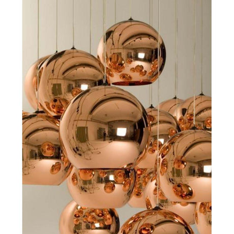 LUMINARIO COLGANTE DE CRISTAL TIPO ESFERA 40W E26 250MM ACABADO BRONCE  QUOR *** HA. LUMI ***