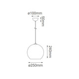 LUMINARIO COLGANTE DE CRISTAL TIPO ESFERA 40W E26 250MM ACABADO BRONCE  QUOR *** HA. LUMI ***