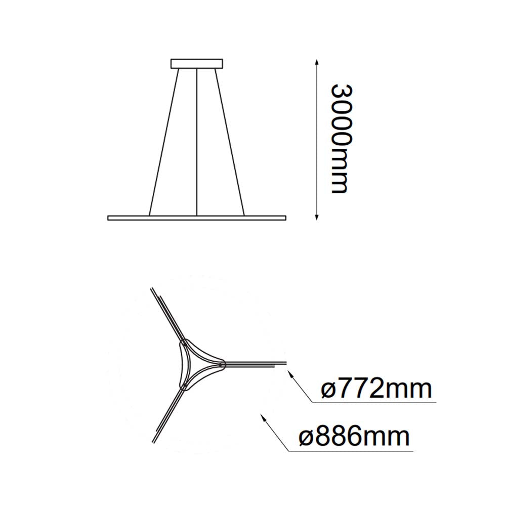 LUMINARIO COLGANTE SORT 51W D886-H1500 LED 127V NEGRO MCA QUOR