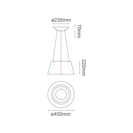 LUM COLGANTE LED THEO BLANCO CON DORADO 30W 3000K QUOR *** HA. LUMI ***