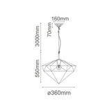 LUMINARIO COLGANTE DALI ORO 1 LUZ 60W D360-H390 E26 127V  QUOR *** HA. LUMI ***