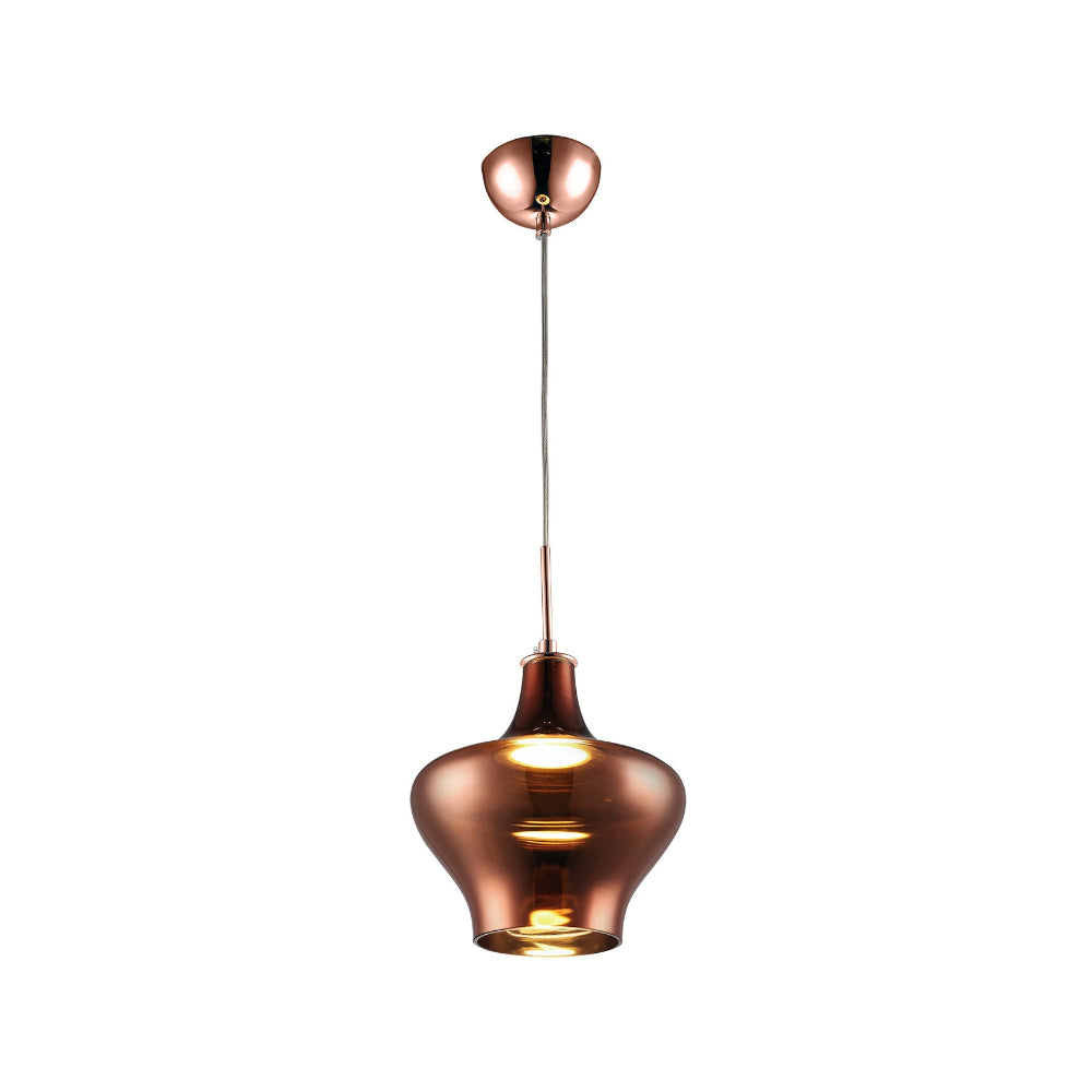 LUM COLGANTE LED VIENA CRISTAL COBRE 20.5X21.5 CM 5W 3000K QUOR *** HA. LUMI ***