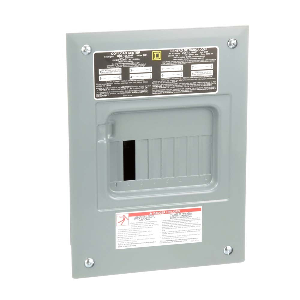 C. CARGA 1F-3H QO612L100F 6P/100A. ZAP. PRINC. EMPOTRAR SQD.
