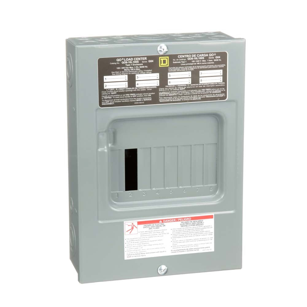 C. CARGA 1F-3H QO816L100S 8P/100A. SOBREPONER SQUARE D *** OFRECER BTN/8SN ***