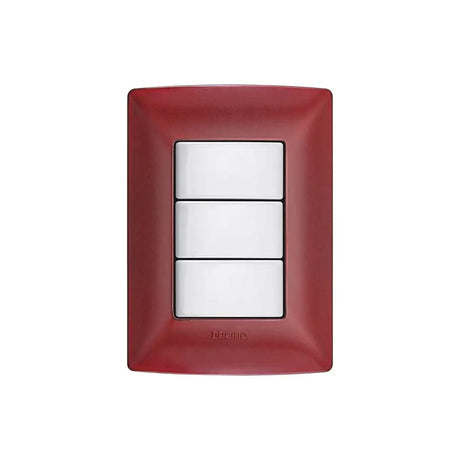 PLACA LACADA BTICINO CON CHASIS RUBÍ 3 MÓDULOS QZ4803M3XRM