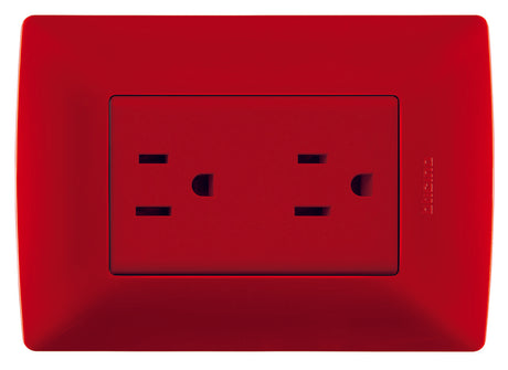 TOMA DE CORRIENTE DÚPLEX BTICINO 15A 127-250V 2P 1T 3 MÓDULOS ROJO QZ5115DR ***HAE 2023***