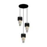 MINI CANDIL DE TRES LUCES CRISTAL CROM/NEG E27