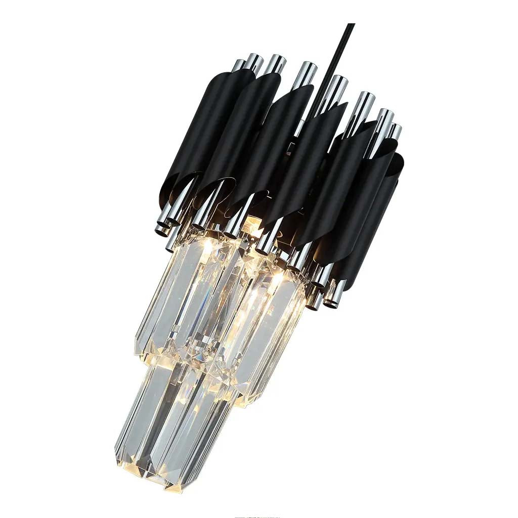MINI CANDIL DE TRES LUCES CRISTAL CROM/NEG E27