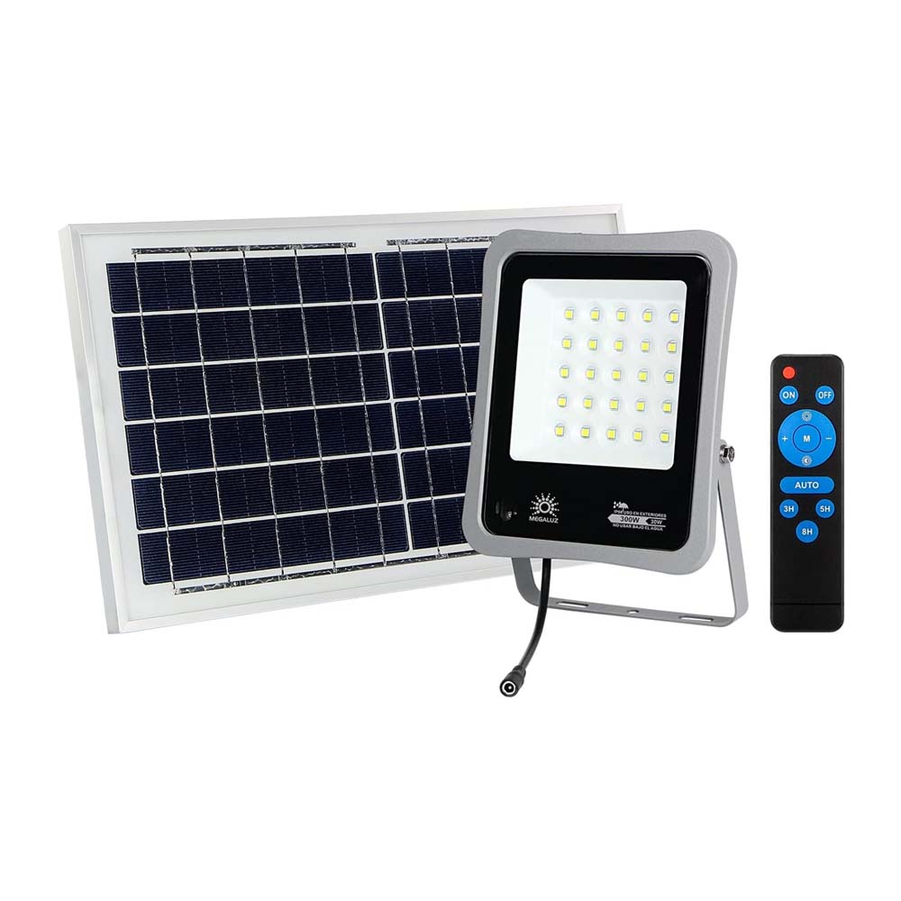 RFLECOTR LED CON PANEL SOLAR DE 30W COLOR NEGRO RW02W30 MEGALUZ