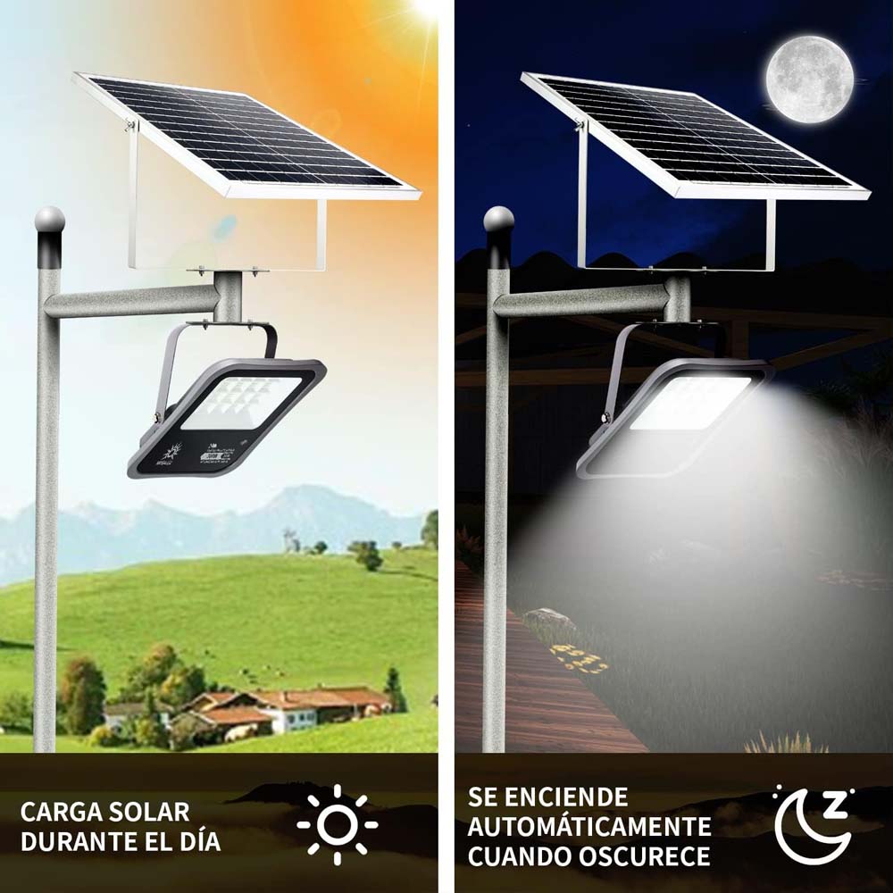 RFLECOTR LED CON PANEL SOLAR DE 30W COLOR NEGRO RW02W30 MEGALUZ