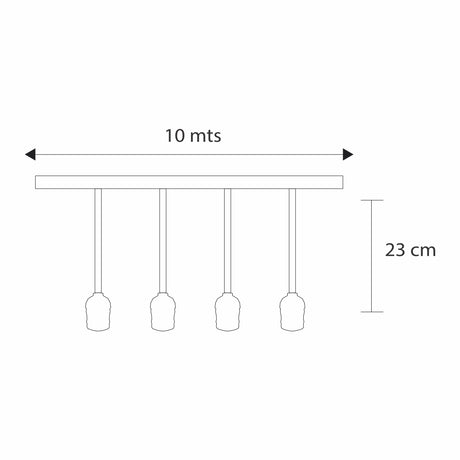 EXTENSION RETRO 10 LUCES E26 NEGRO 10MTS 600W MAX 130V ***NO INCLUYE FOCOS*** *** HA. LUMI ***