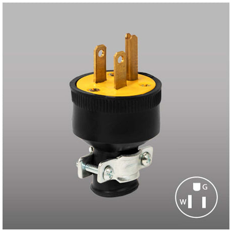 CLAVIJA HULE CON ABRAZADERA ENTRADA RECTA NEGRA 2F-3H 15A/125V MCA SUPPLIER *** OFRECER 46207 O 1709-BOX O LEV103***