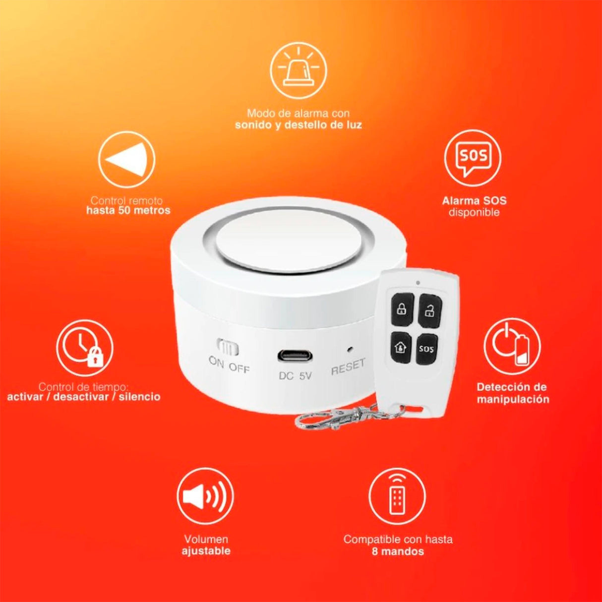 ALARMA INTELIGENTE WIFI ILUMINACION LED CONTROL REMOTO INCLUIDO COMPATIBLE CON APP MOVIL