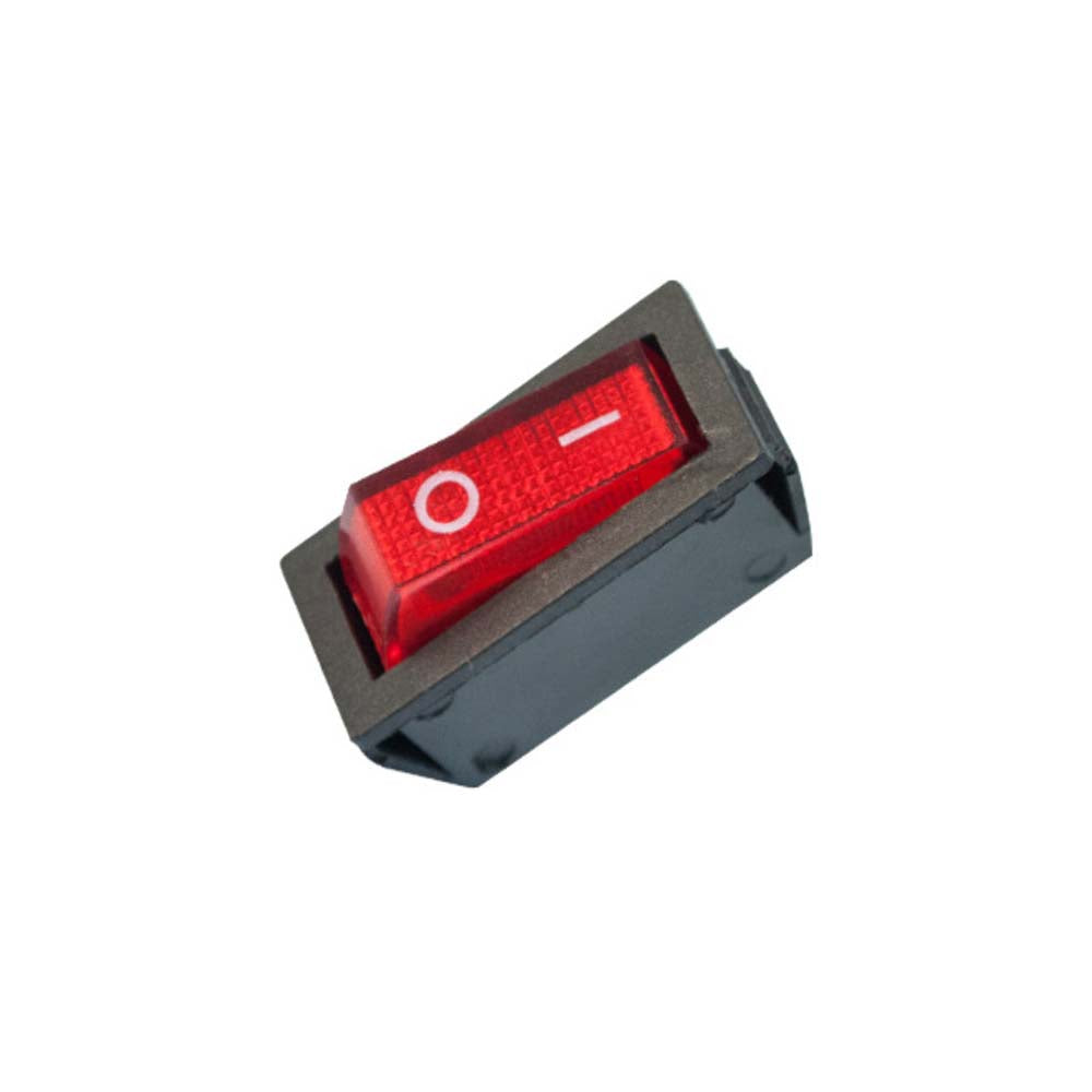 INTERRUPTOR DE BALANCIN CON PILOTO RECTANGULAR 4A 220V ROJO