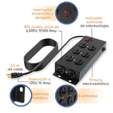 SUPRESOR PICOS 8 OUTLETS INDUSTRIAL NEGRO