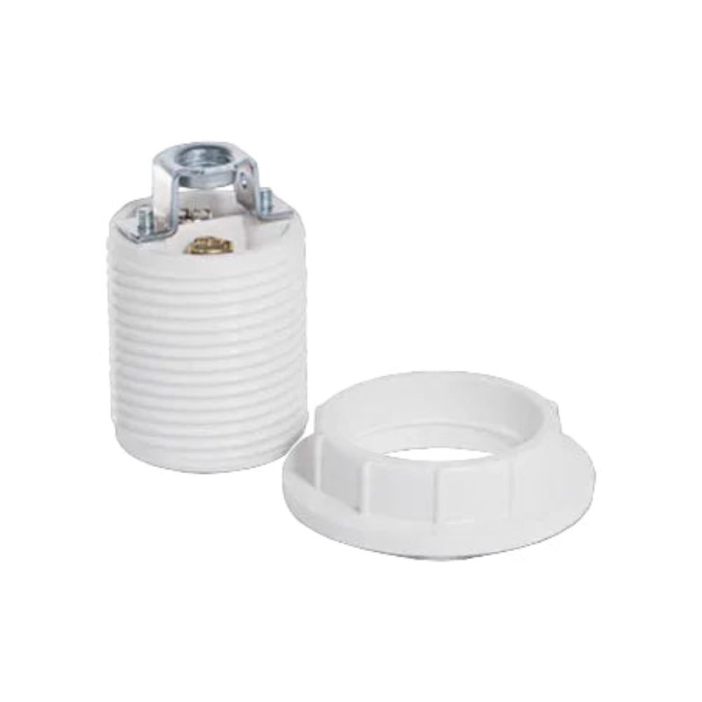 PORTALAMPARA DESNUDO CONTRATUERCA CON TORNILLOS E26 250V BLANCA