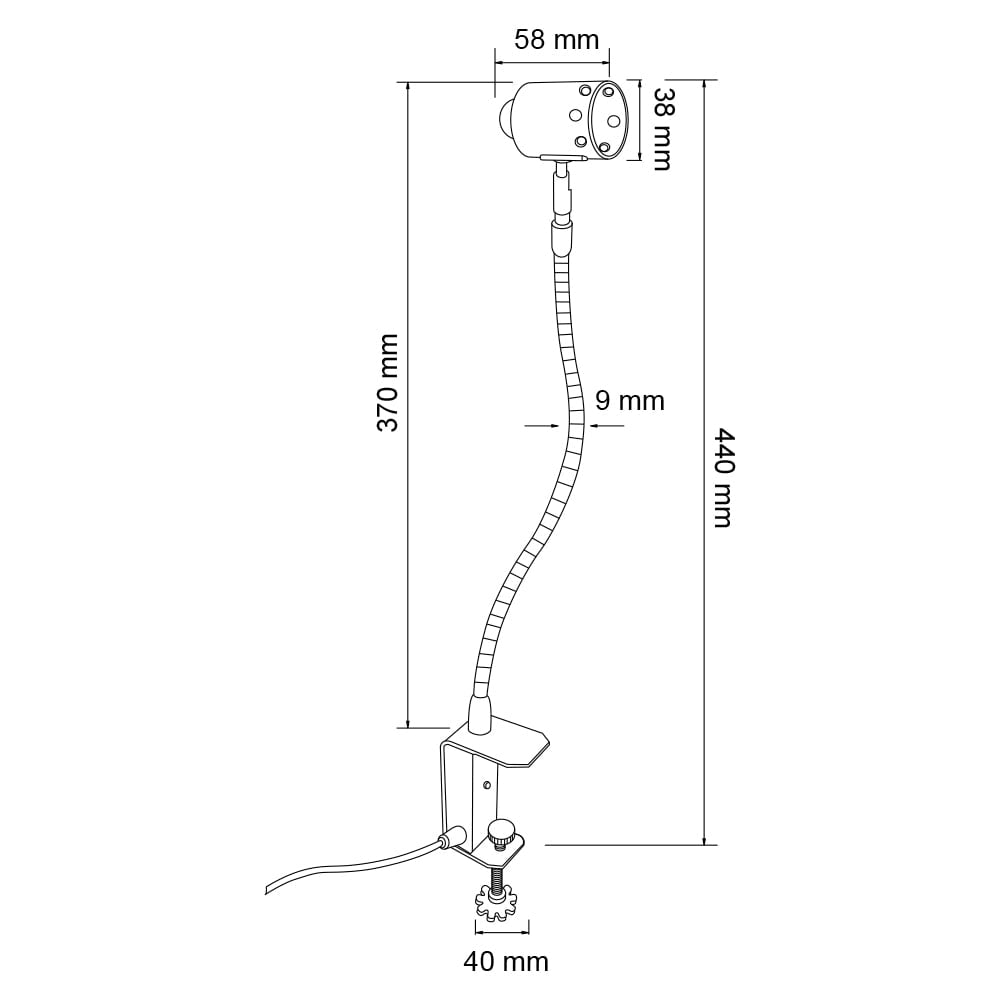 LÁMPARA DE ESCRITORIO TECNOLITE CON ABRAZADERA 6W LUZ SUAVE CÁLIDA FLEXIBLE FOCO GU10 INCLUIDO