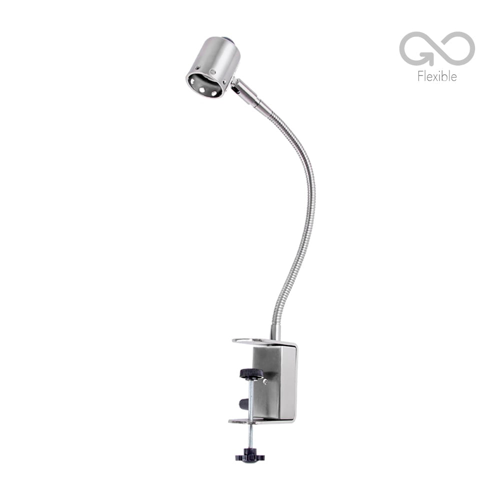 LÁMPARA DE ESCRITORIO TECNOLITE CON ABRAZADERA 6W LUZ SUAVE CÁLIDA FLEXIBLE FOCO GU10 INCLUIDO