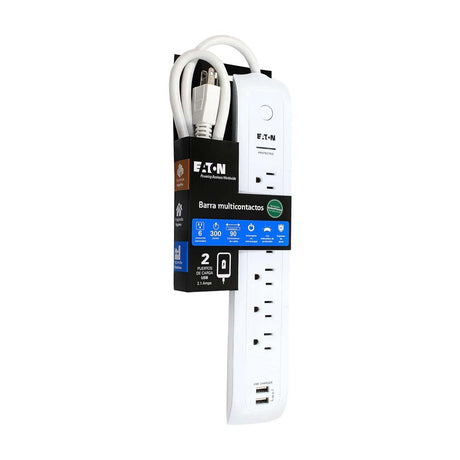BARRA MULTICONTACTOS DE 6 SALIDAS 5-15 Y 2 PUERTOS USB ARROW HART