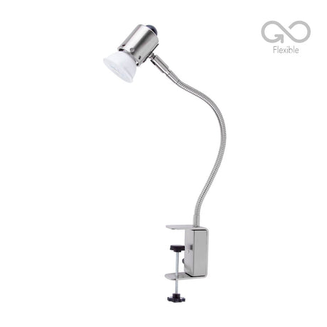 LÁMPARA DE ESCRITORIO TECNOLITE CON ABRAZADERA 6W LUZ SUAVE CÁLIDA FLEXIBLE FOCO GU10 INCLUIDO