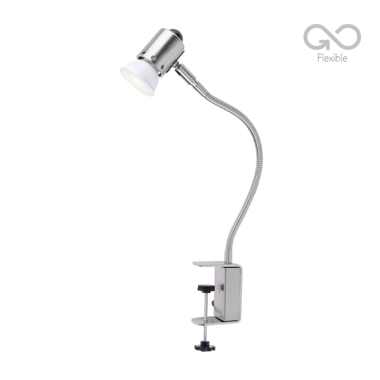 LÁMPARA DE ESCRITORIO TECNOLITE CON ABRAZADERA 6W LUZ SUAVE CÁLIDA FLEXIBLE FOCO GU10 INCLUIDO
