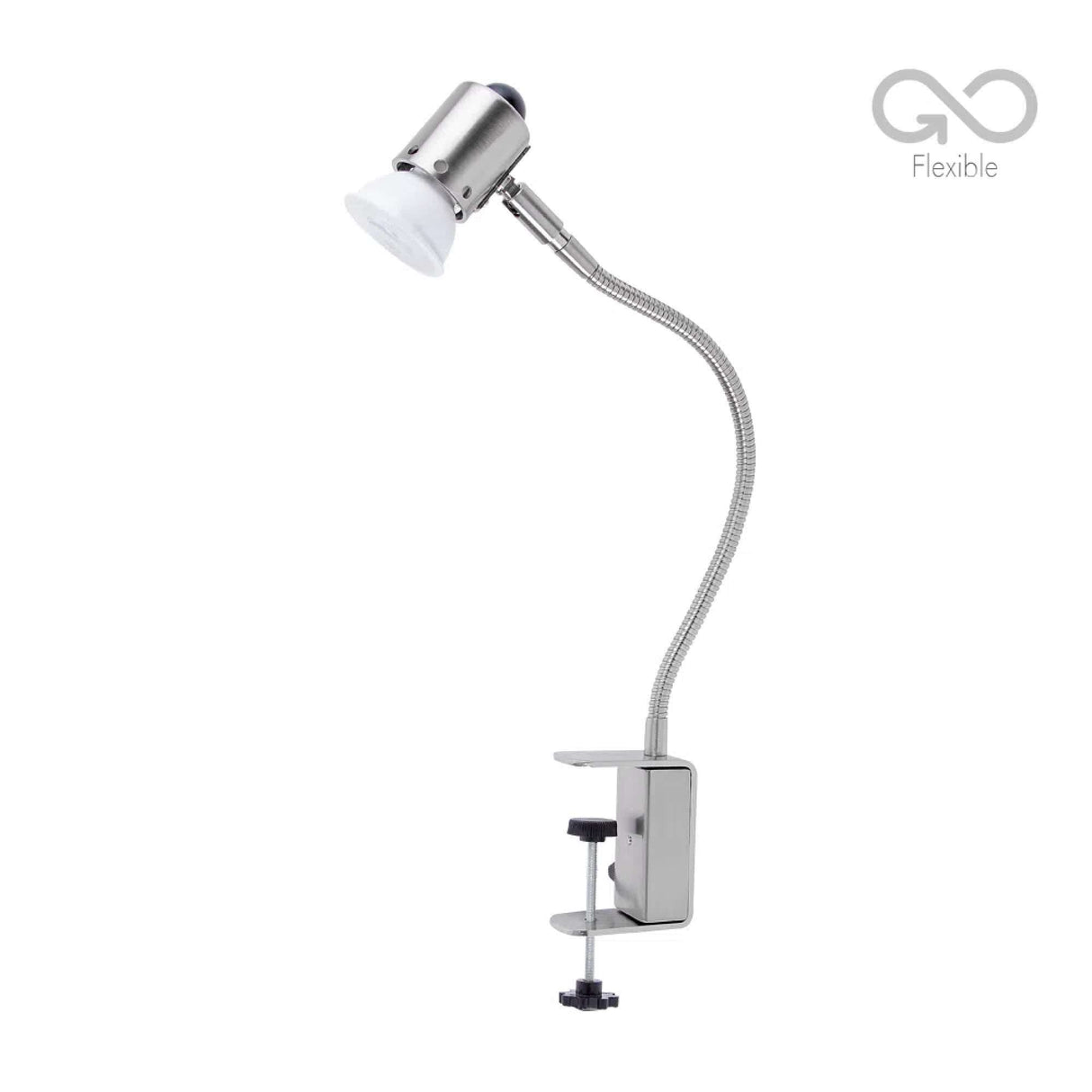 LÁMPARA DE ESCRITORIO TECNOLITE CON ABRAZADERA 6W LUZ SUAVE CÁLIDA FLEXIBLE FOCO GU10 INCLUIDO