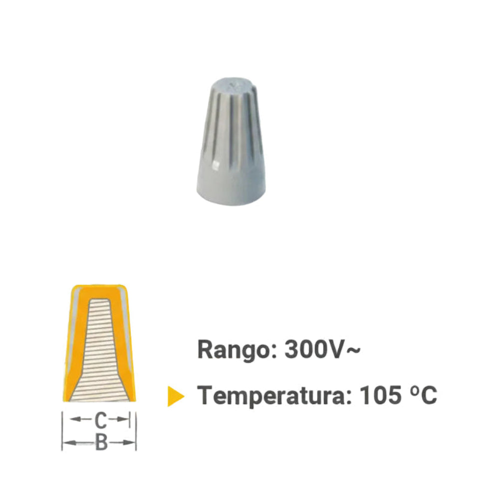 CONECTOR P/CABLE INTERIOR METALICO 22 AWG GRIS *** OFRECER AE00010 ***