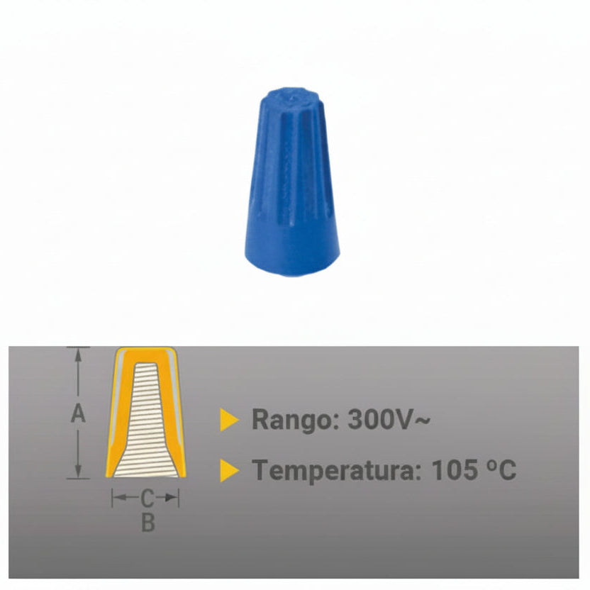 CONECTOR P/CABLE INTERIOR METALICO 18 AWG AZUL *** OFRECER AE00015 ***