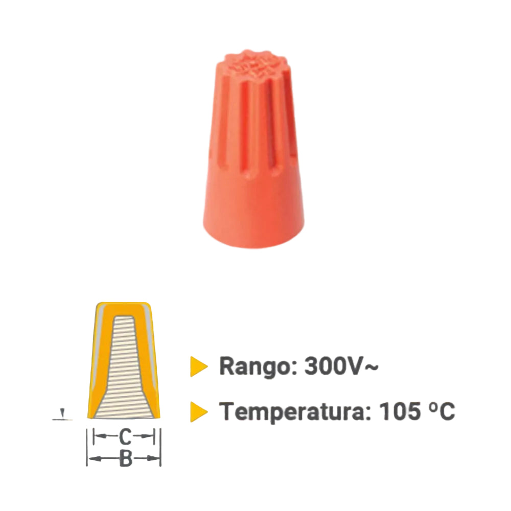 CONECTOR P/CABLE INTERIOR METALICO 16 AWG NARANJA *** OFRECER AE00020 ***