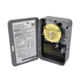 TEMPORIZADOR MECANICO 24HRS. 208-277VCA. INTERVALO DE 1HR. DPST CON CAJA METALICA PARA INTERIOR INTERMATIC