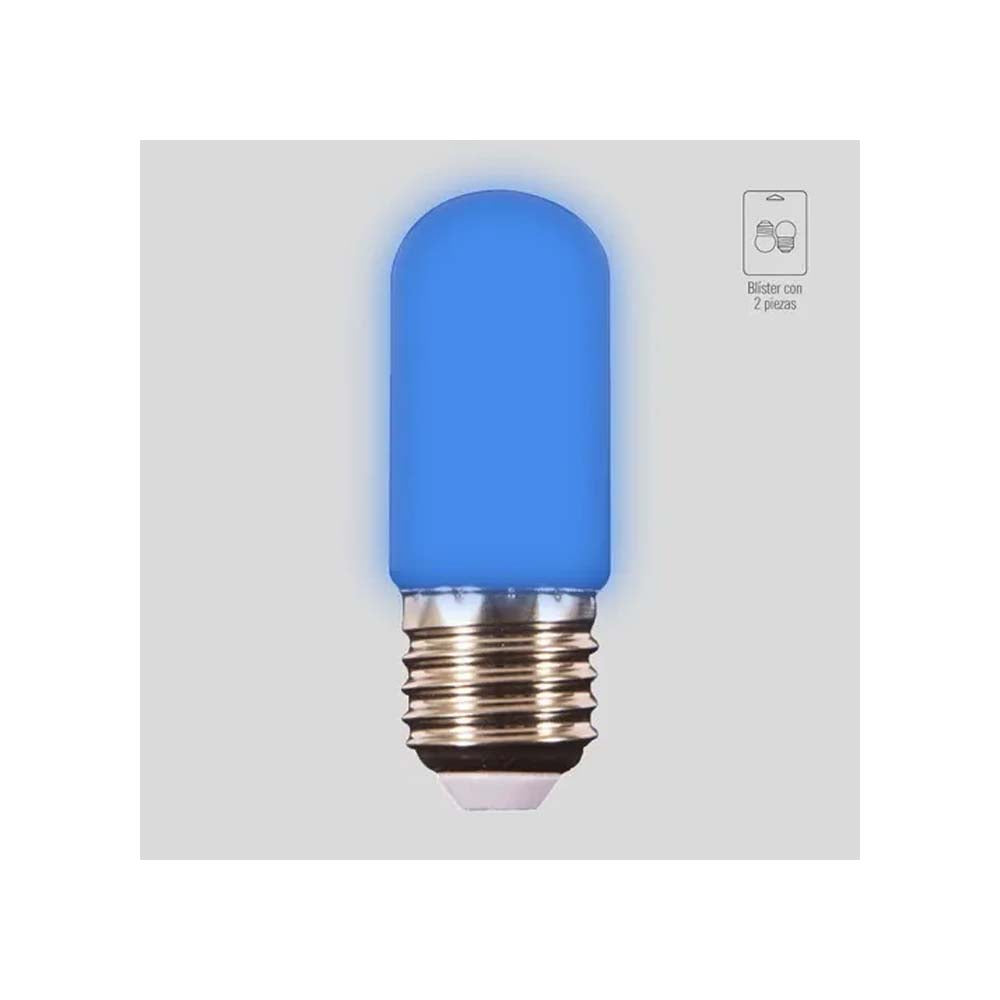 DOS FOCOS LED TECNOLITE MINIATURA 1W LUZ AZUL BASE E27 ***TECNOLITE HAE***