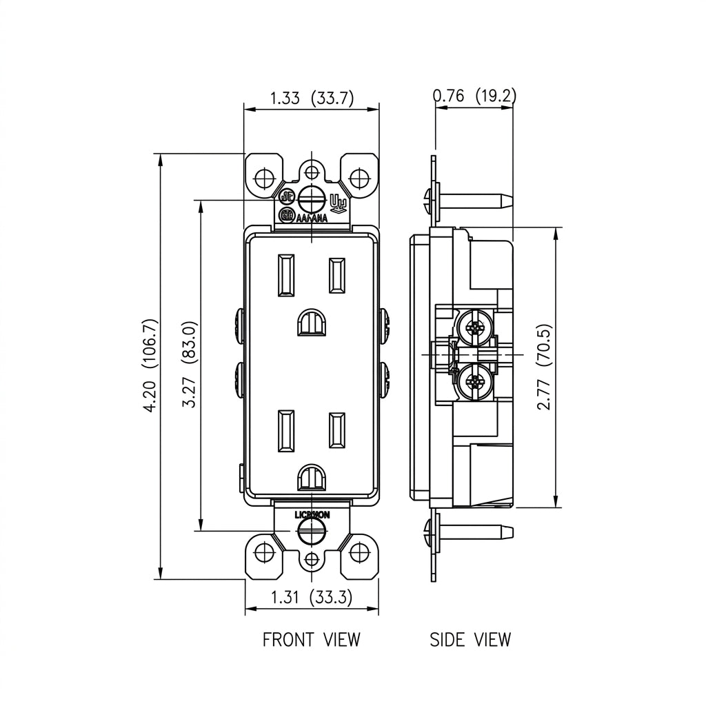 CONTACTO DUPLEX TAMPER RESISTANT 15A/125V. 2P-3V BLANCO *** OFRECER 012-16252-00W O 1107W O LEV010 ***