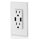 RECEPTACULO DUPLEX DECORA TAMPER RESISTANT 2 PTOS USB 3.6A 15A 125V 2P3H BCO S/ PLACA