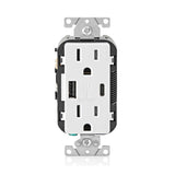 RECEPTACULO DUPLEX DECORA TAMPER RESISTANT PTOS USB A/C 3.6A 15A 125V 2P3H BCO S/ PLACA