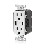 RECEPTACULO DUPLEX DECORA TAMPER RESISTANT PTOS USB A/C 3.6A 15A 125V 2P3H BCO S/ PLACA