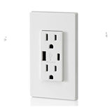 RECEPTACULO DUPLEX DECORA TAMPER RESISTANT PTOS USB A/C 3.6A 15A 125V 2P3H BCO S/ PLACA