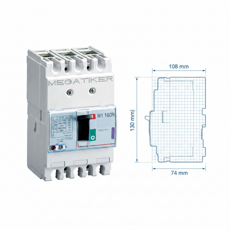 INTERRUPTOR TERMO MAGNETICO M1 160N 3X63A MEGATIKER T713N63